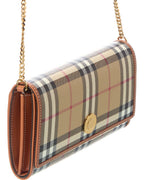 Burberry Check E-Canvas & Leather Wallet On Chain