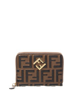 Fendi Ff Diamonds Leather Zip Around Medium Wallet