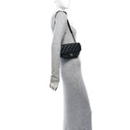 Calfskin Quilted CC Uniform Flap Belt Bag Black