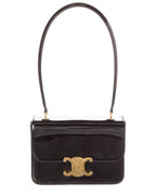 Celine Teen Garance Patent Shoulder Bag Black ONE SIZE