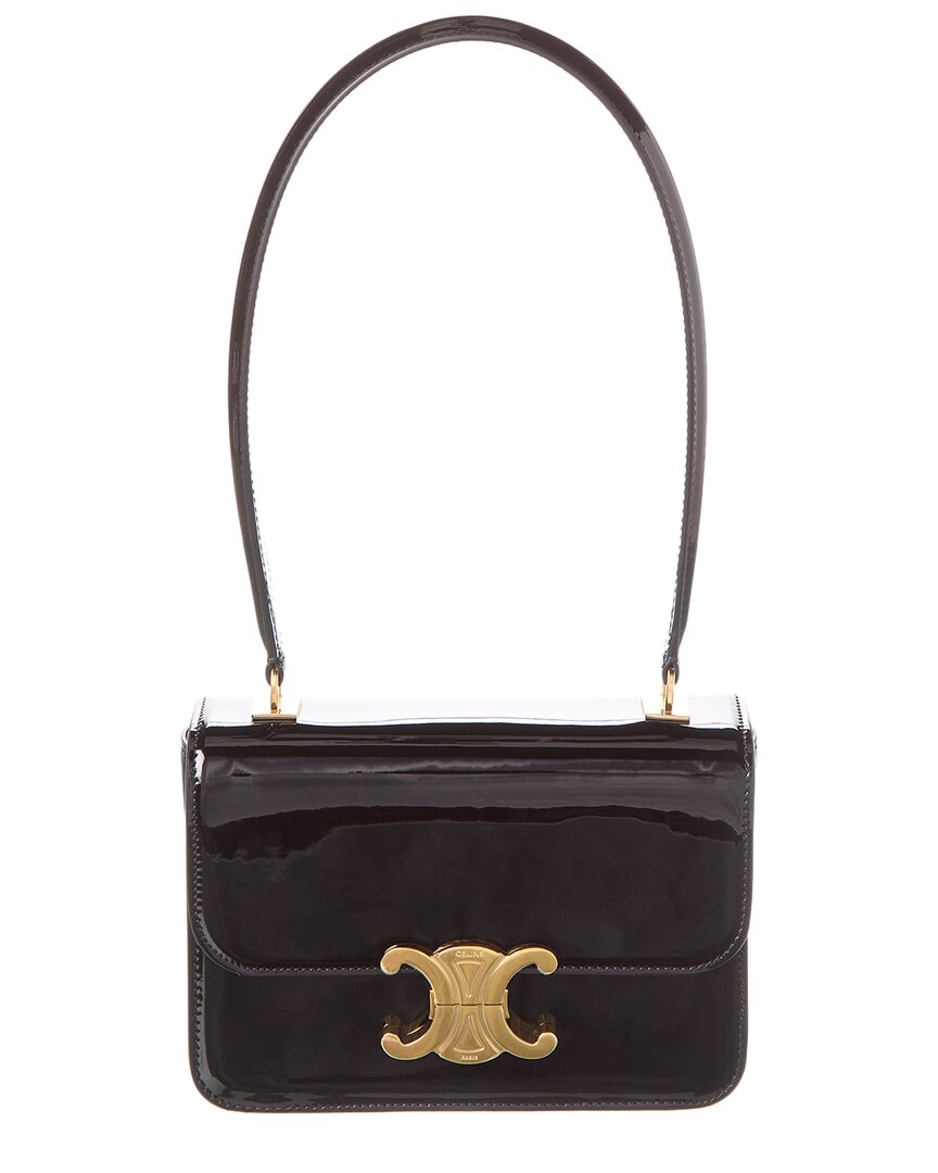 Celine Teen Garance Patent Shoulder Bag Black ONE SIZE