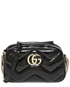 Gucci Gg Marmont Small Patent Shoulder Bag, Black