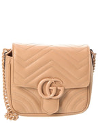 Gucci Gg Marmont Leather Shoulder Bag Beige ONE SIZE
