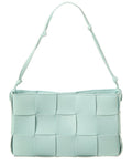Bottega Veneta Cassette Mini Intreccio Leather Shoulder Bag Blue ONE SIZE