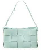 Bottega Veneta Cassette Mini Intreccio Leather Shoulder Bag Blue ONE SIZE