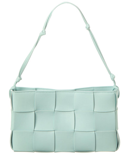 Bottega Veneta Cassette Mini Intreccio Leather Shoulder Bag Blue ONE SIZE