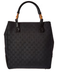 Gucci Black Gg Canvas Bamboo Handle Bag (Authentic Pre-Loved)