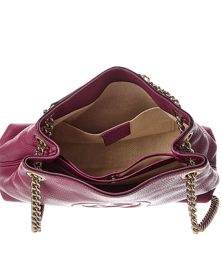 Gucci Peonia Pebbled Calfskin Leather Small Soho Chain Shoulder Bag (Authentic