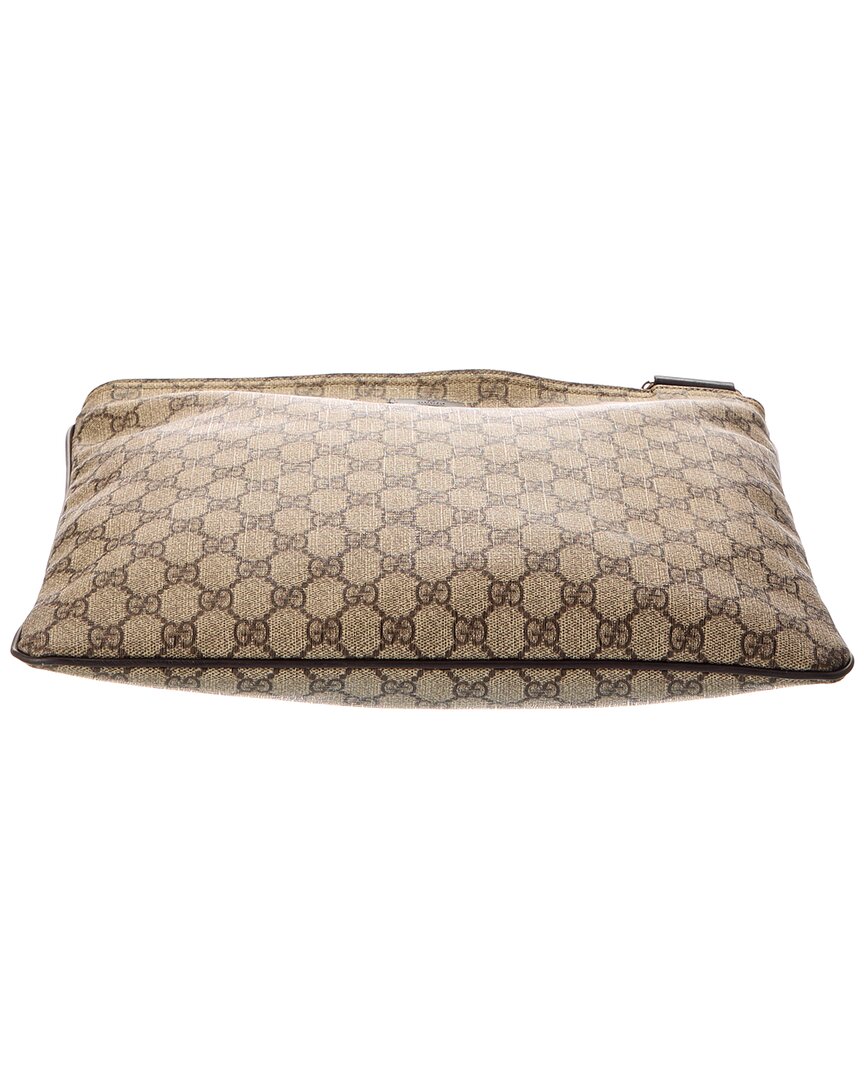 Gucci Beige Gg Supreme Canvas Monogram Medium Flat Messenger Bag (Authentic