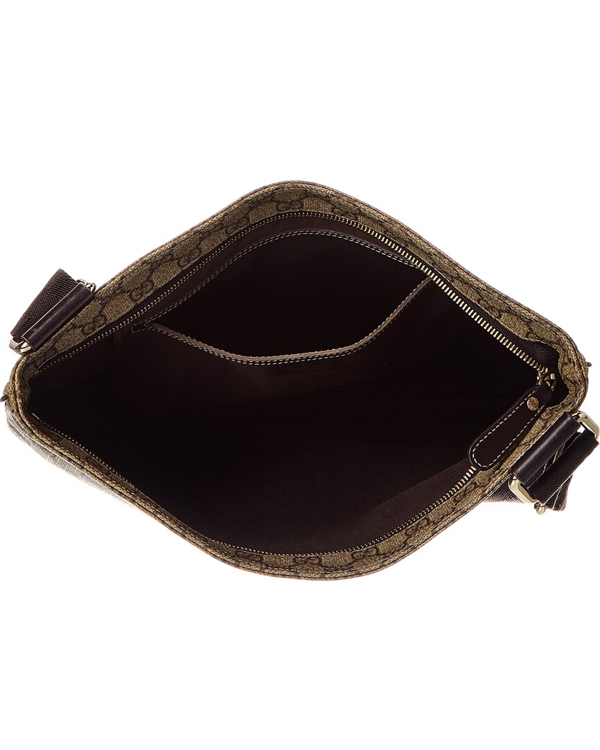 Gucci Beige Gg Supreme Canvas Monogram Medium Flat Messenger Bag (Authentic