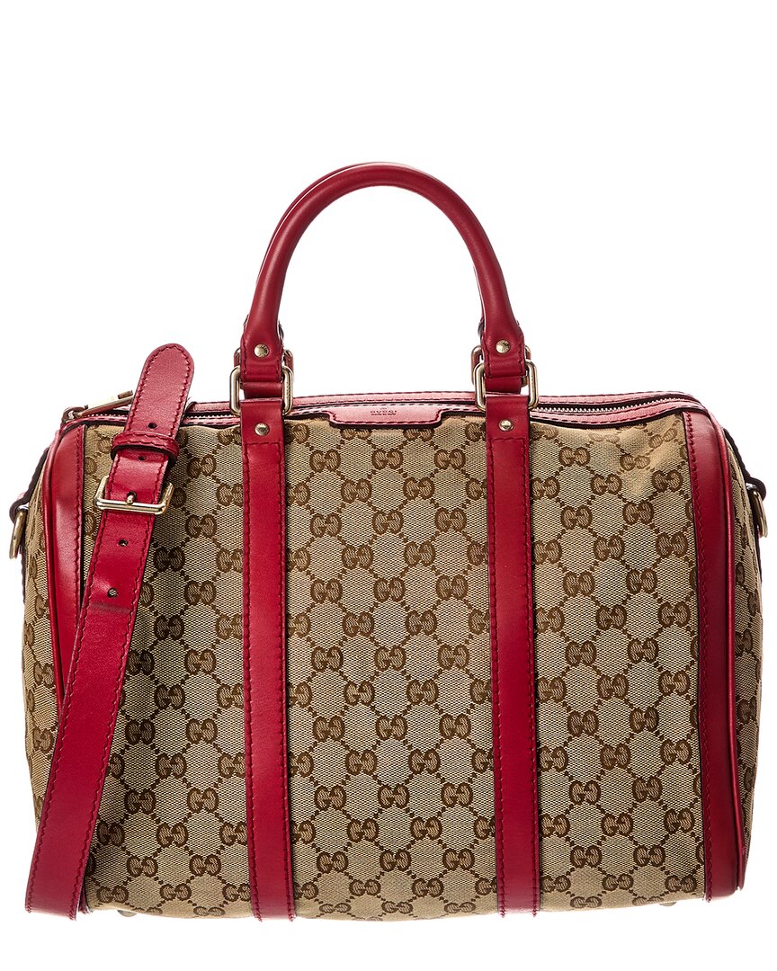 Gucci Hibiscus Red Gg Canvas Joy Boston (Authentic Pre-Loved)