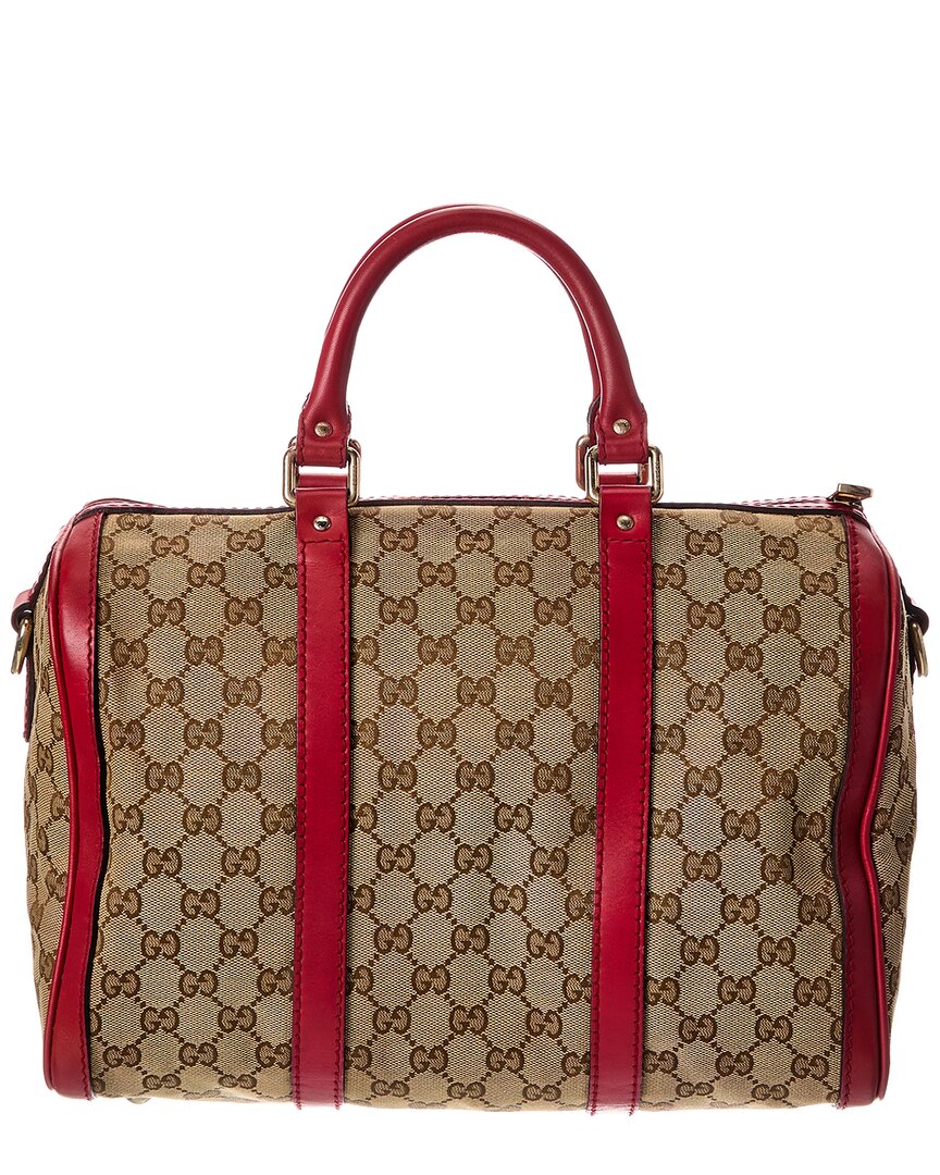 Gucci Hibiscus Red Gg Canvas Joy Boston (Authentic Pre-Loved)
