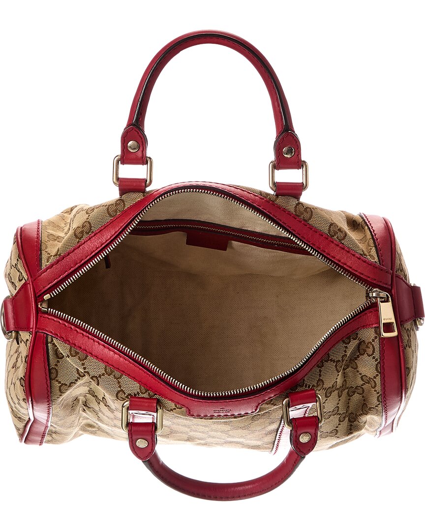 Gucci Hibiscus Red Gg Canvas Joy Boston (Authentic Pre-Loved)