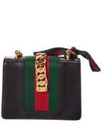 Gucci Black Calfskin Leather Mini Sylvie Chain Shoulder Bag (Authentic