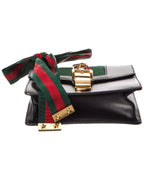 Gucci Black Calfskin Leather Mini Sylvie Chain Shoulder Bag (Authentic