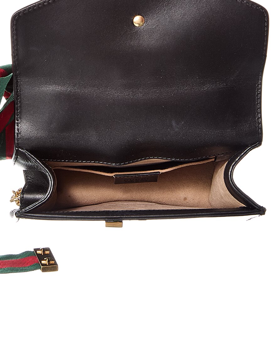 Gucci Black Calfskin Leather Mini Sylvie Chain Shoulder Bag (Authentic