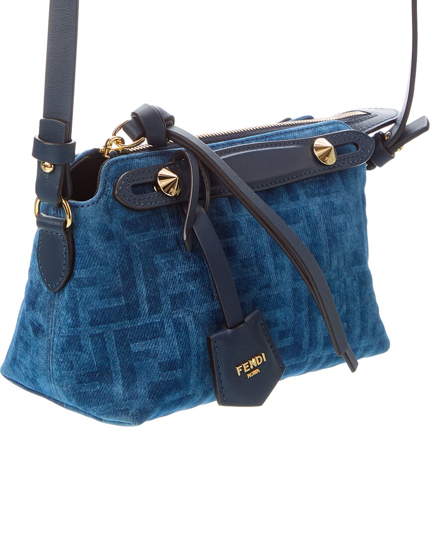 Fendi By The Way Mini Flocked Denim & Leather Satchel