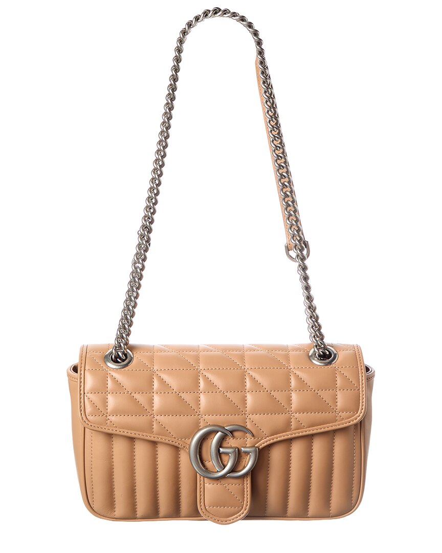 Gucci Camelia Calfskin Matelasse Leather Aria Small Gg Marmont Shoulder Bag