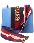 Gucci Sky Blue Calfskin Leather Mini Sylvie Chain Shoulder Bag (Authentic Pre-