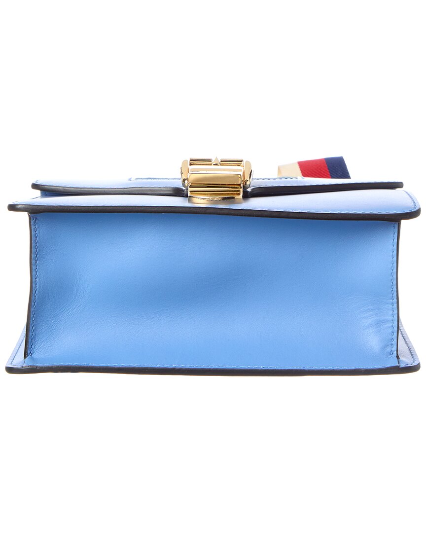 Gucci Sky Blue Calfskin Leather Mini Sylvie Chain Shoulder Bag (Authentic Pre-