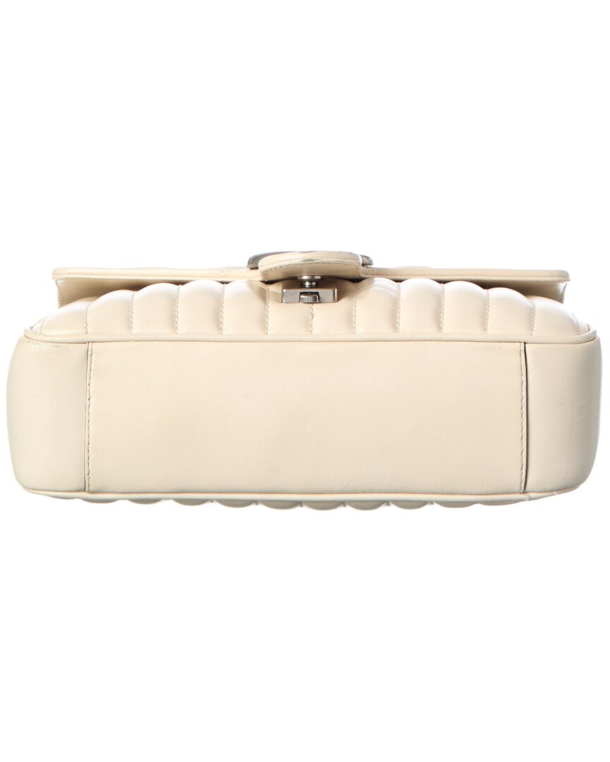 Gucci Mystic White Calfskin Matelasse Leather Aria Small Gg Marmont Shoulder
