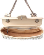Gucci Mystic White Calfskin Matelasse Leather Aria Small Gg Marmont Shoulder