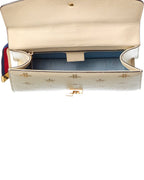 Gucci White Calfskin Leather Bee Star Print Small Sylvie Shoulder Bag