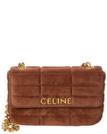 Celine Monochrome Quilted Suede Shoulder Bag Brown Multi ONE SIZE