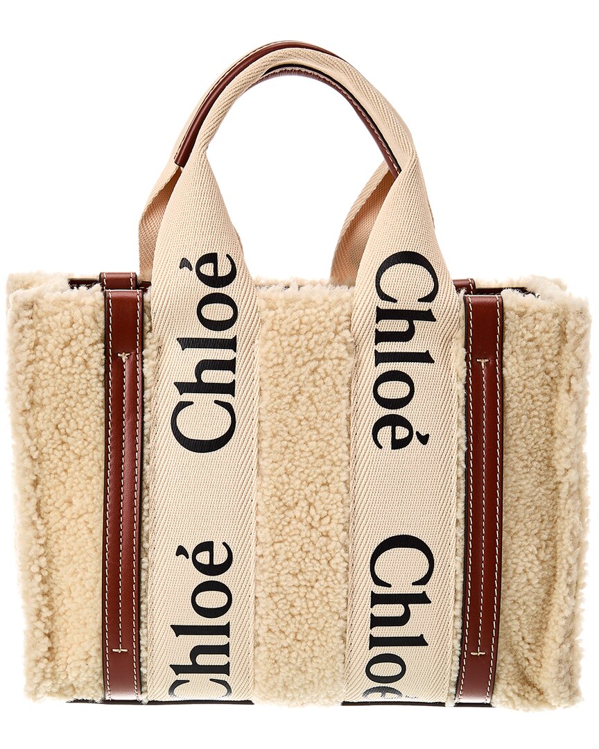 Chloé Woody Small Shearling & Leather Tote (Authentic Pre-Owned)