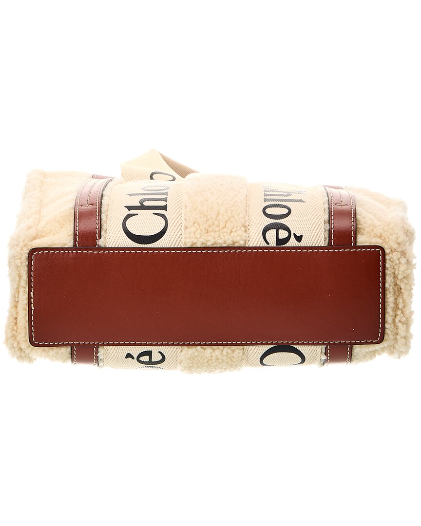 Chloé Woody Small Shearling & Leather Tote (Authentic Pre-Owned)