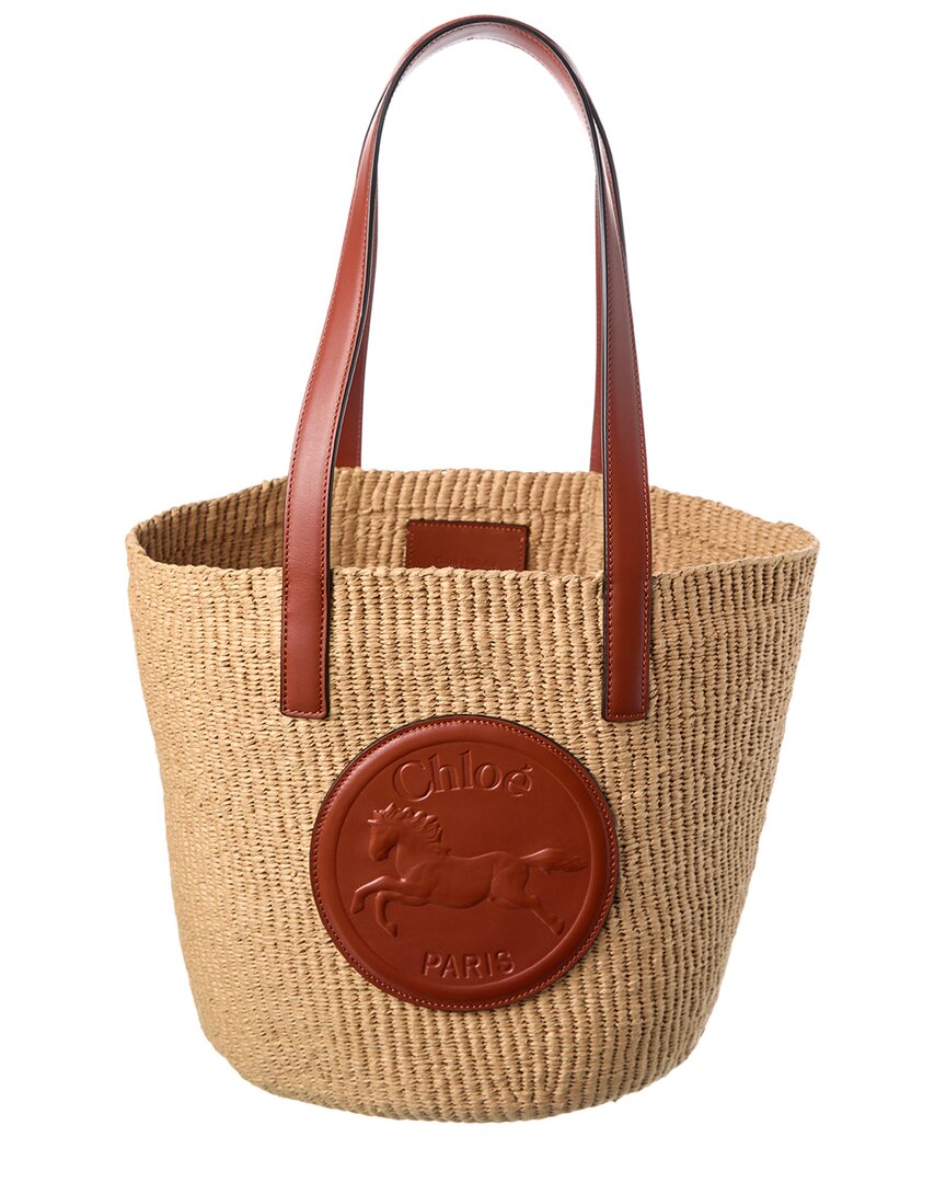 Chloé Large Horse Medal Paper & Leather Basket Bag