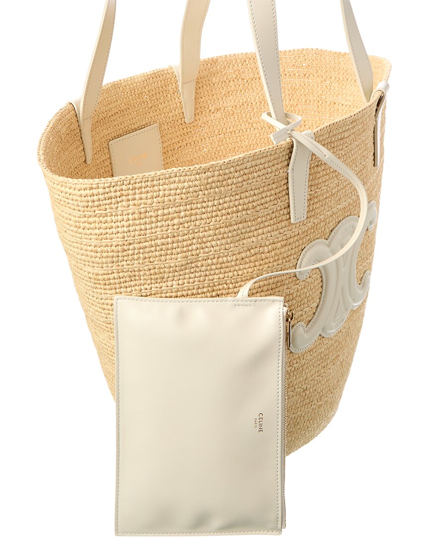 Celine Classic Panier Raffia & Leather Tote