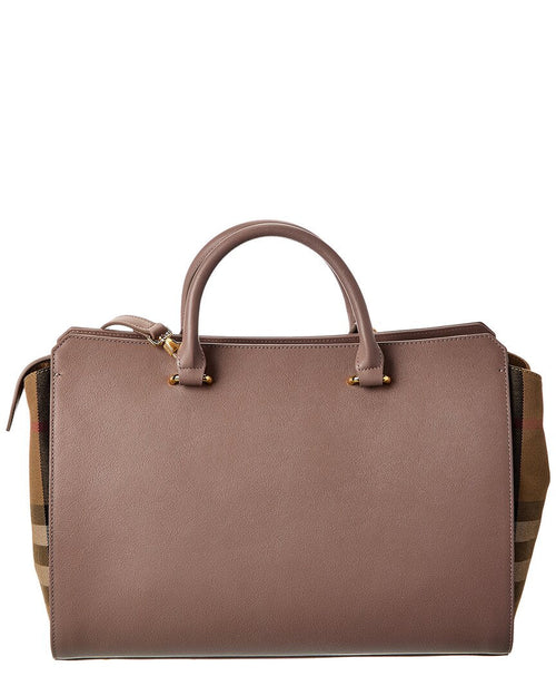Burberry Banwell Medium Leather & Check Canvas Satchel