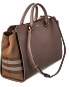 Burberry Banwell Medium Leather & Check Canvas Satchel