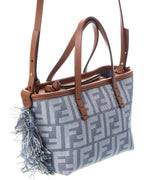 Fendi Roll Mini Ff Denim & Leather Tote