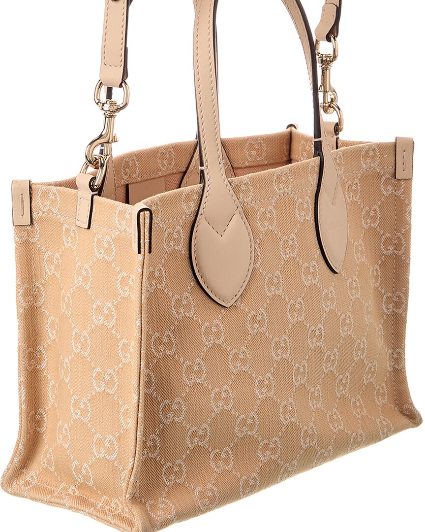 Gucci Ophidia Medium Gg Denim & Leather Tote
