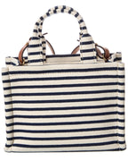 Celine Mini Cabas Striped Triomphe Canvas & Leather Tote
