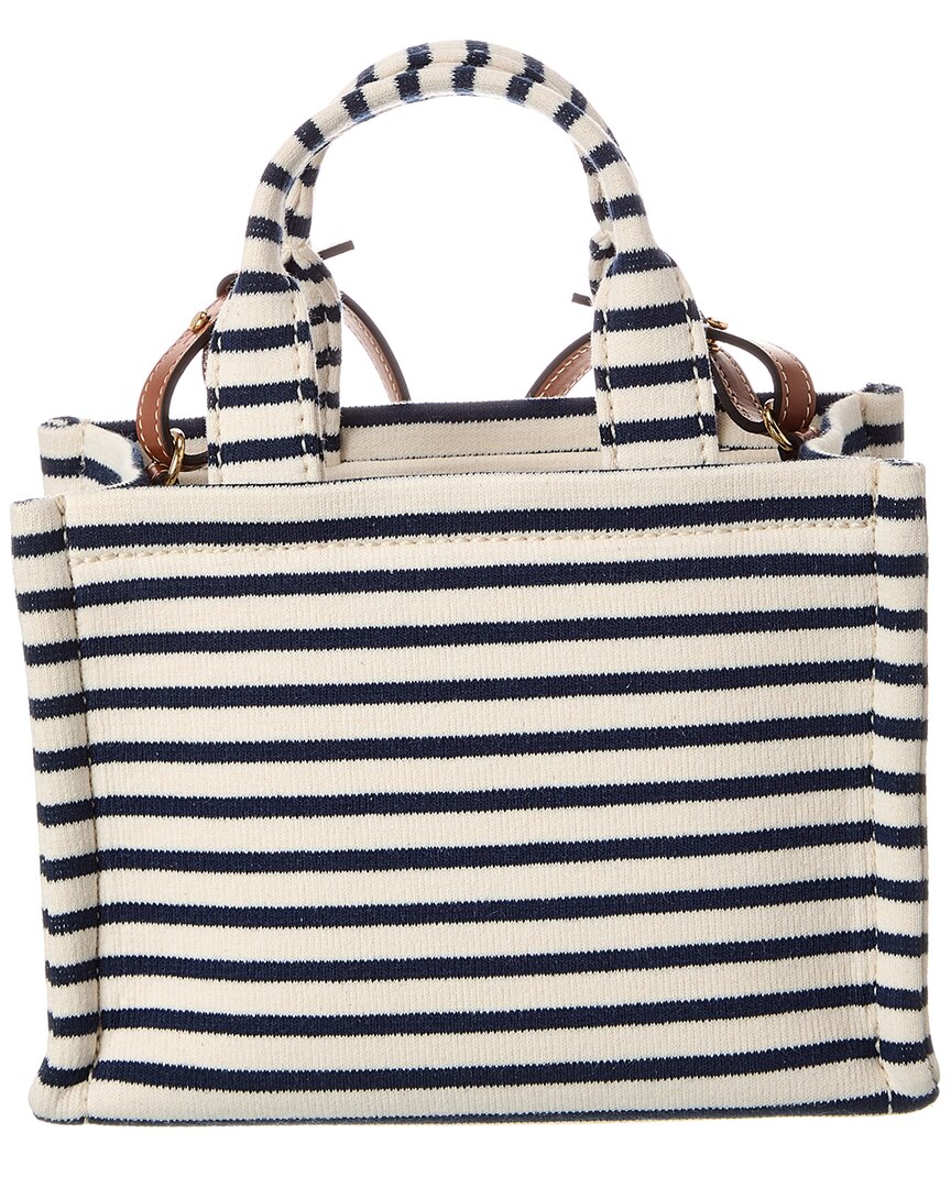 Celine Mini Cabas Striped Triomphe Canvas & Leather Tote