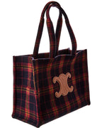 Celine Cabas Thais Large Tartan & Leather Tote