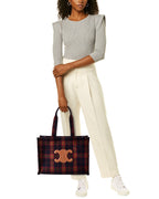 Celine Cabas Thais Large Tartan & Leather Tote
