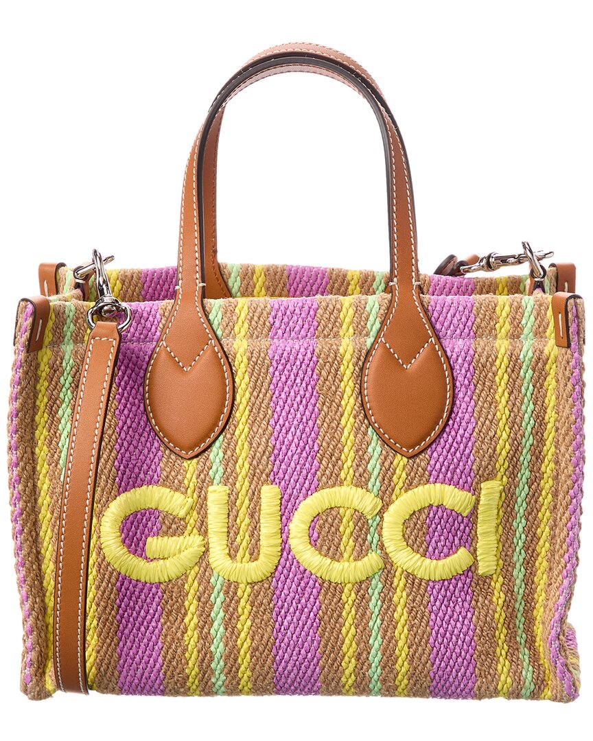 Gucci Small Jute & Leather Tote