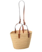 Celine Teen Supple Classic Panier Raffia & Leather Tote