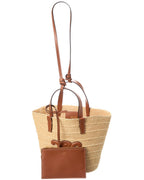 Celine Teen Supple Classic Panier Raffia & Leather Tote