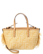Fendi Roll Mini Ff Raffia & Leather Tote