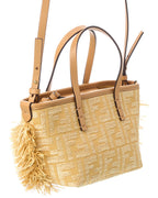 Fendi Roll Mini Ff Raffia & Leather Tote