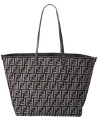 Fendi Roll Large Ff Denim & Leather Tote