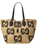 Gucci Medium Woven Leather-Trim Tote