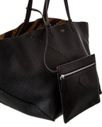 Fendi Selleria Diagonal Leather Shopper Tote