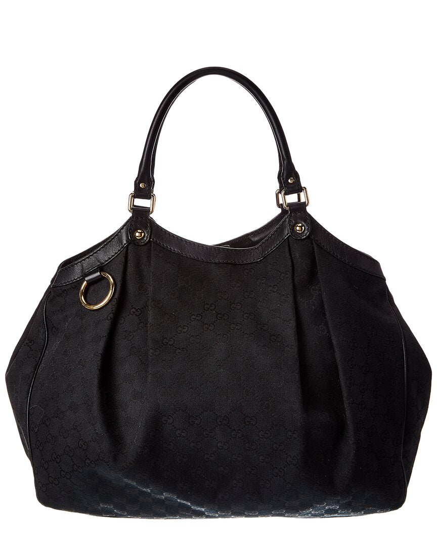 Gucci Black Gg Canvas Large Sukey Tote (Authentic Pre-Loved)
