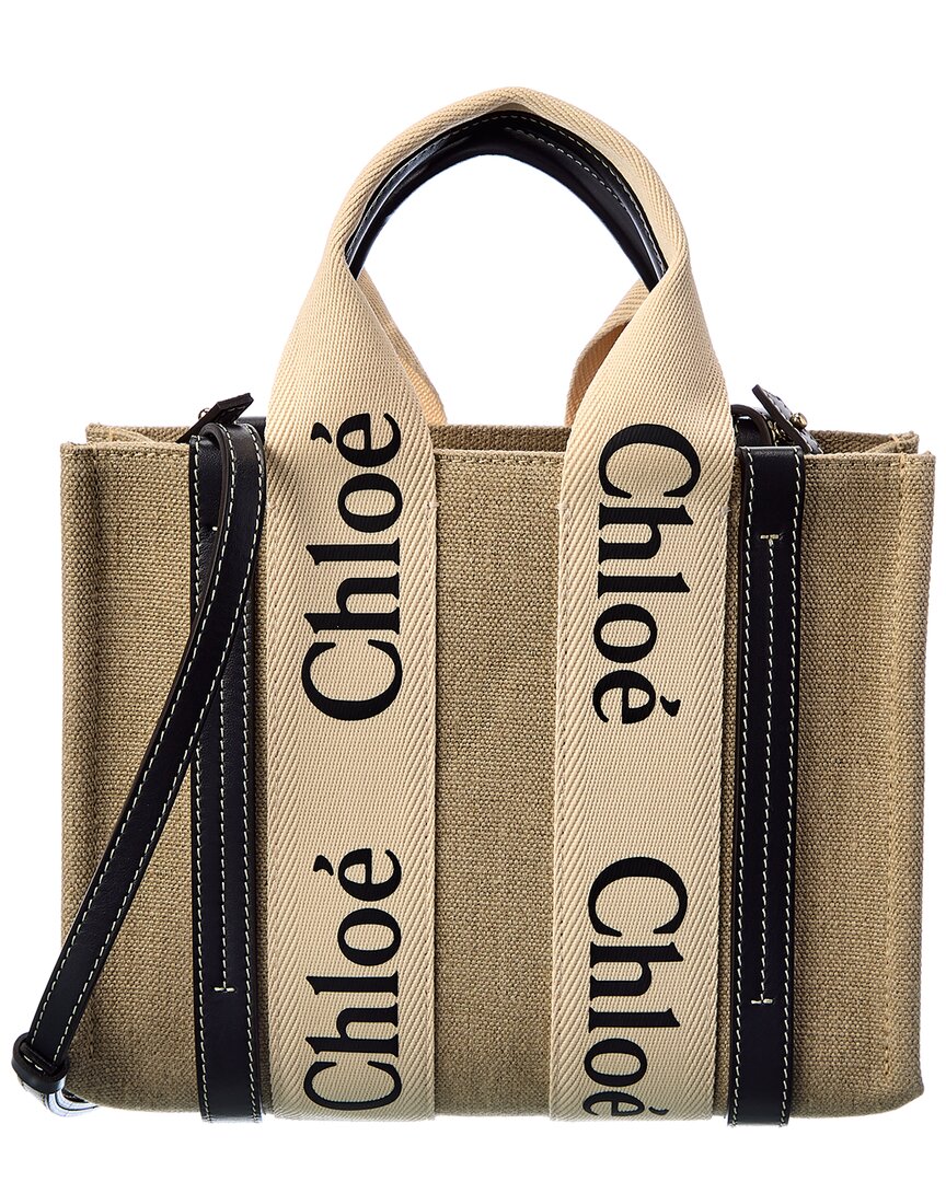 Chloé Woody Small Canvas & Leather Tote, Os, Blue